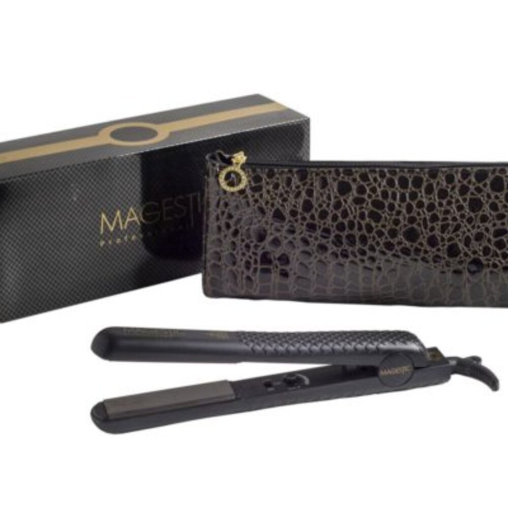 Majestic Black Hair Styler with Crocodile Pattern Case, Open Box